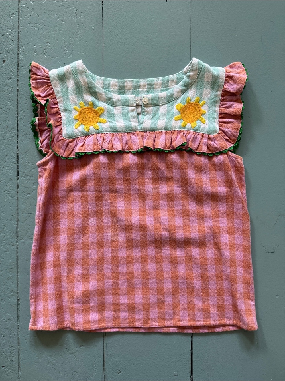 Stella McCartney kids  Gingham Sun Appliqué Girls' top size 10